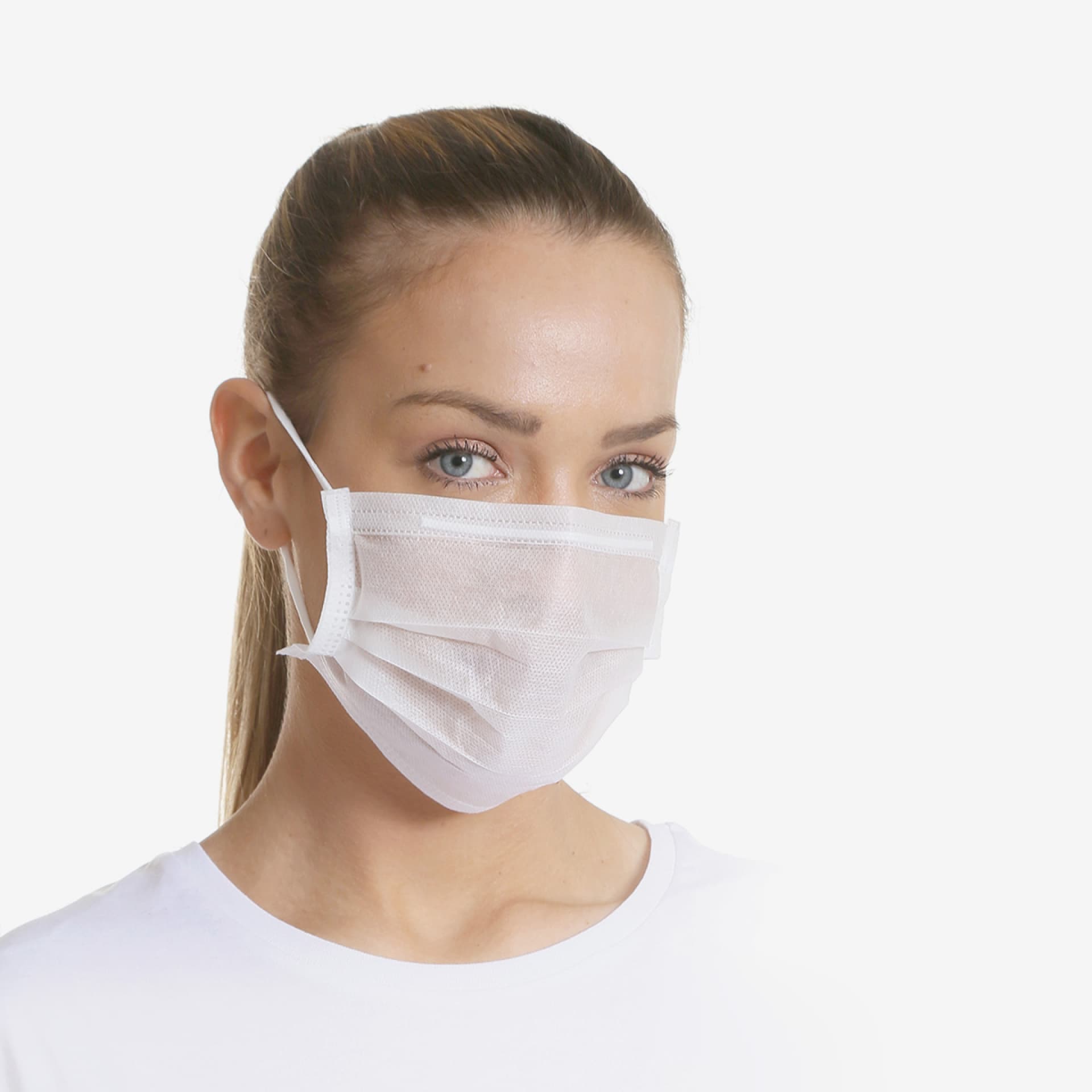 PRCL-1072: F. Bosch Non‐Woven 3ply Earloop Facemask, White