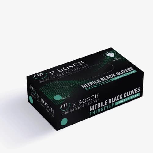 FBGLVE-3021: F. Bosch Nitrile Powder-Free Black ThinStyle Examination Gloves, size XS