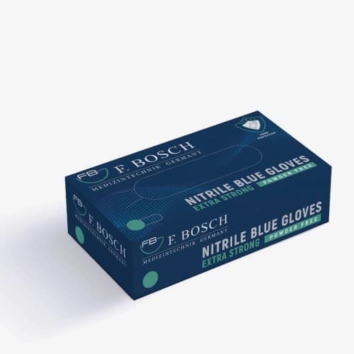 FBGLVE-3041: F. Bosch Nitrile Powder-Free Examination Gloves Blue Extra Strong, size XS