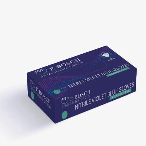 FBGLVE-3031: F. Bosch Nitrile Powder-Free Examination Gloves Violet Blue, size XS