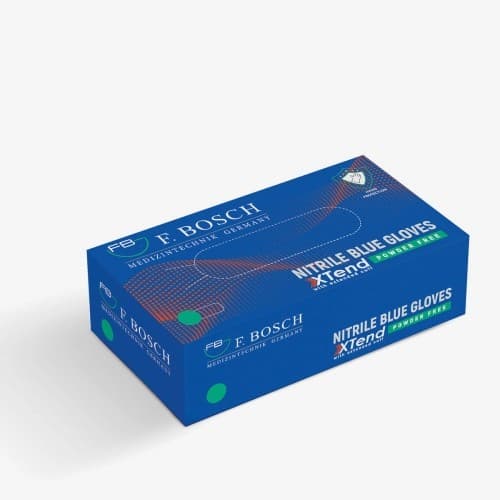 FBGLVE-3061: F. Bosch Nitrile Powder-Free Examination Gloves Blue XTend, extended cuff 290 mm, size XS