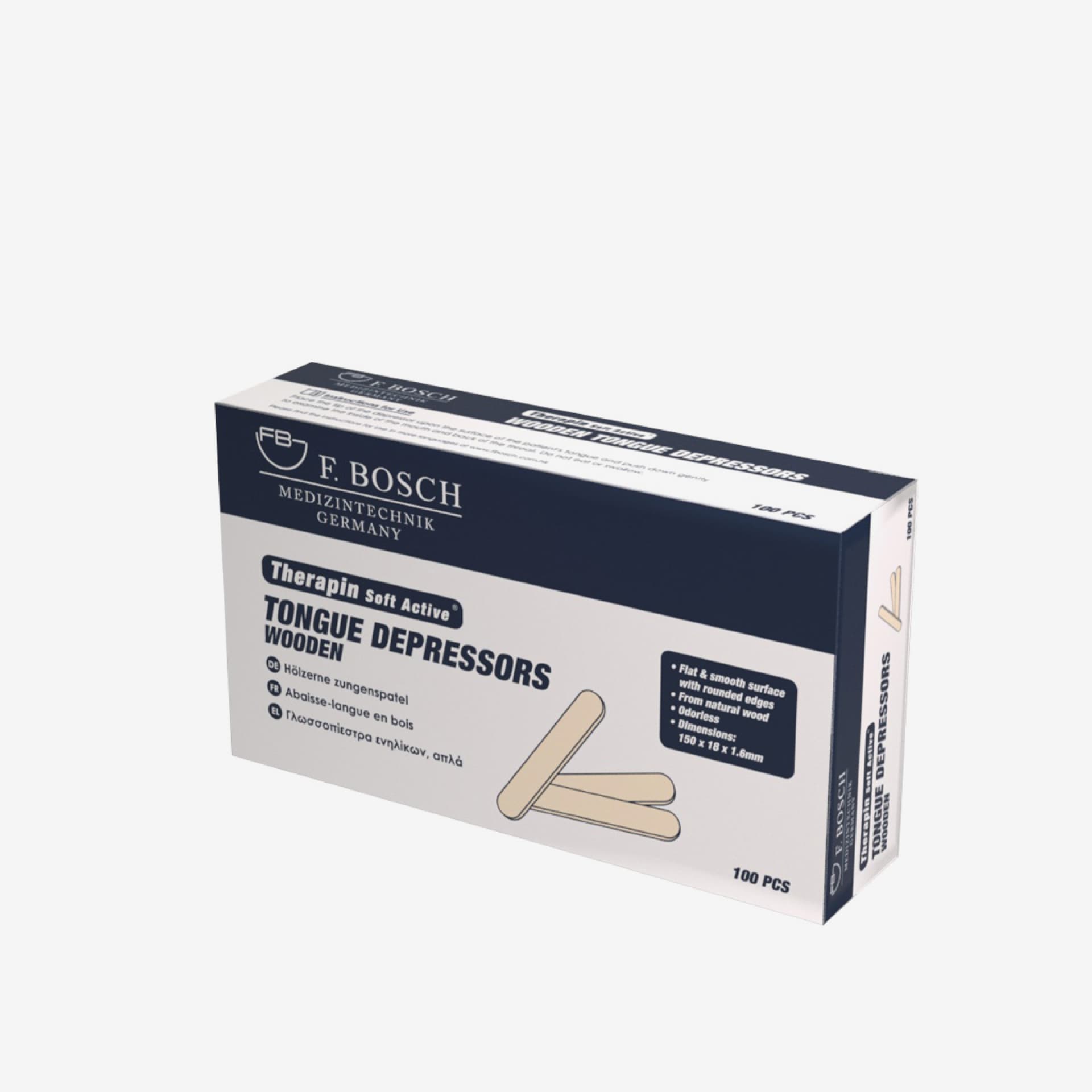FBHEAL-1005: F. Bosch Therapin Soft Active® Tongue Depressors, wooden, non-sterile
