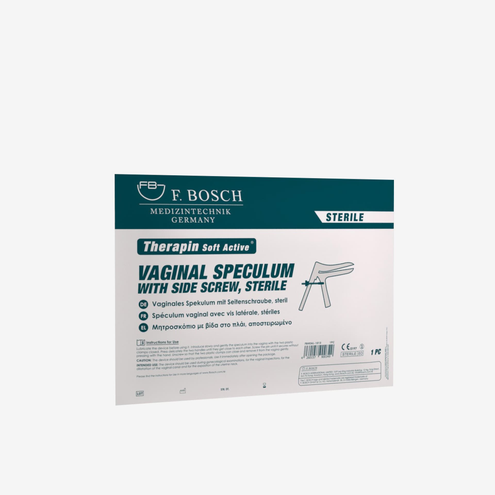 FBHEAL-1012: F. Bosch Therapin Soft Active® Vaginal Speculum, with side screw, sterile, size S