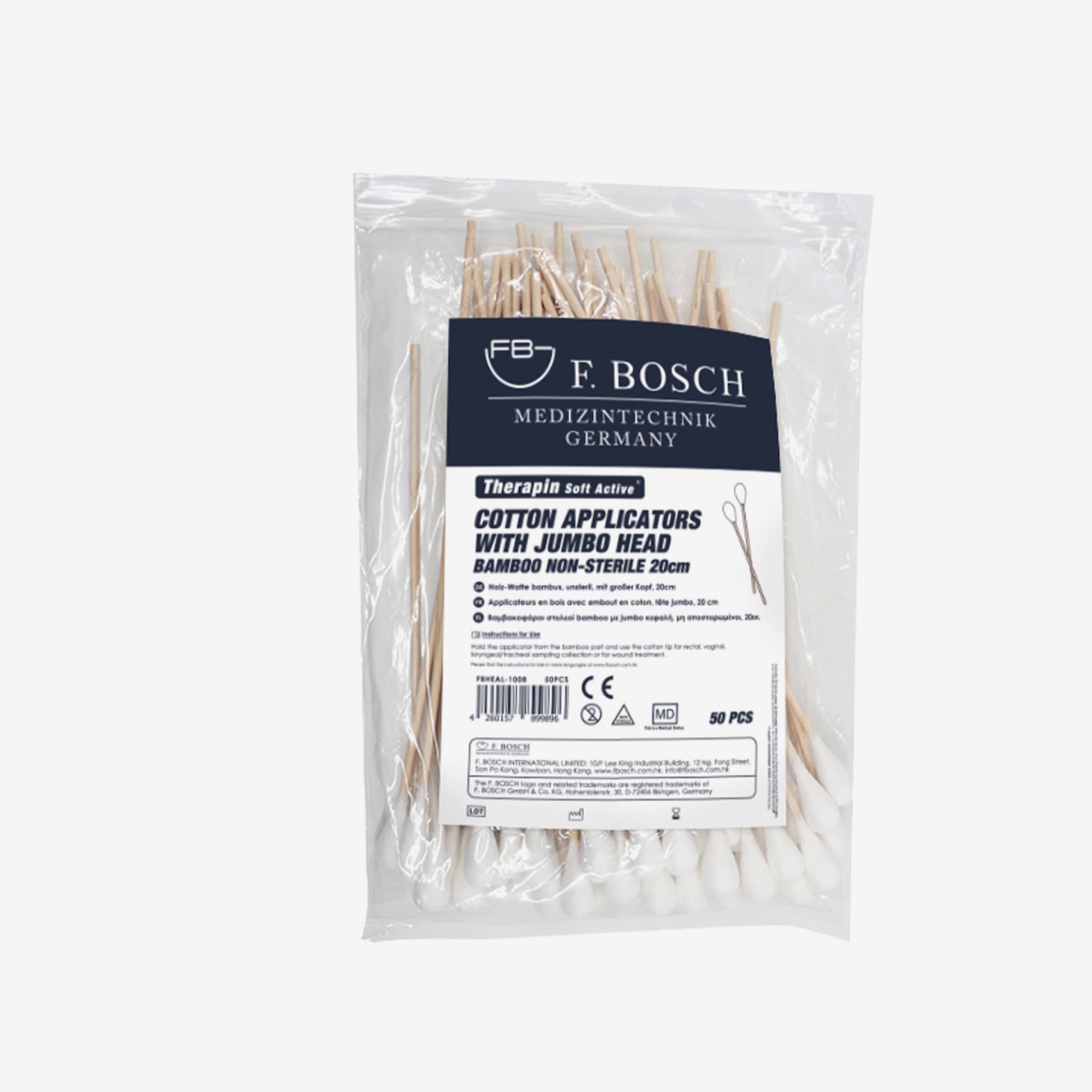 FBHEAL-1015: F. Bosch Therapin Soft Active® Cotton Applicators, Plastic, Sterile, 15cm