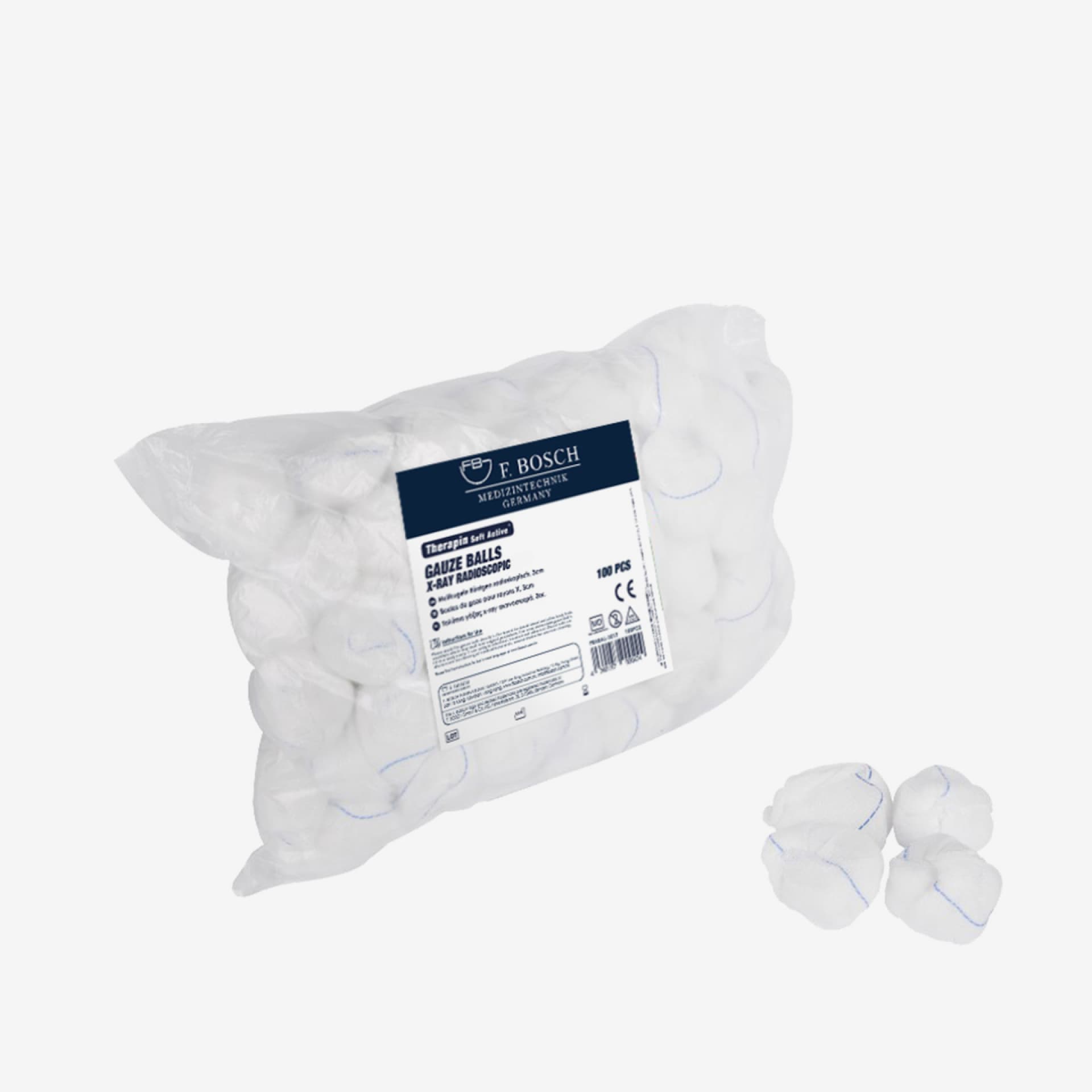 FBHEAL-1016: F. Bosch Therapin Soft Active® Gauze Balls, X-Ray radioscopic, 2cm