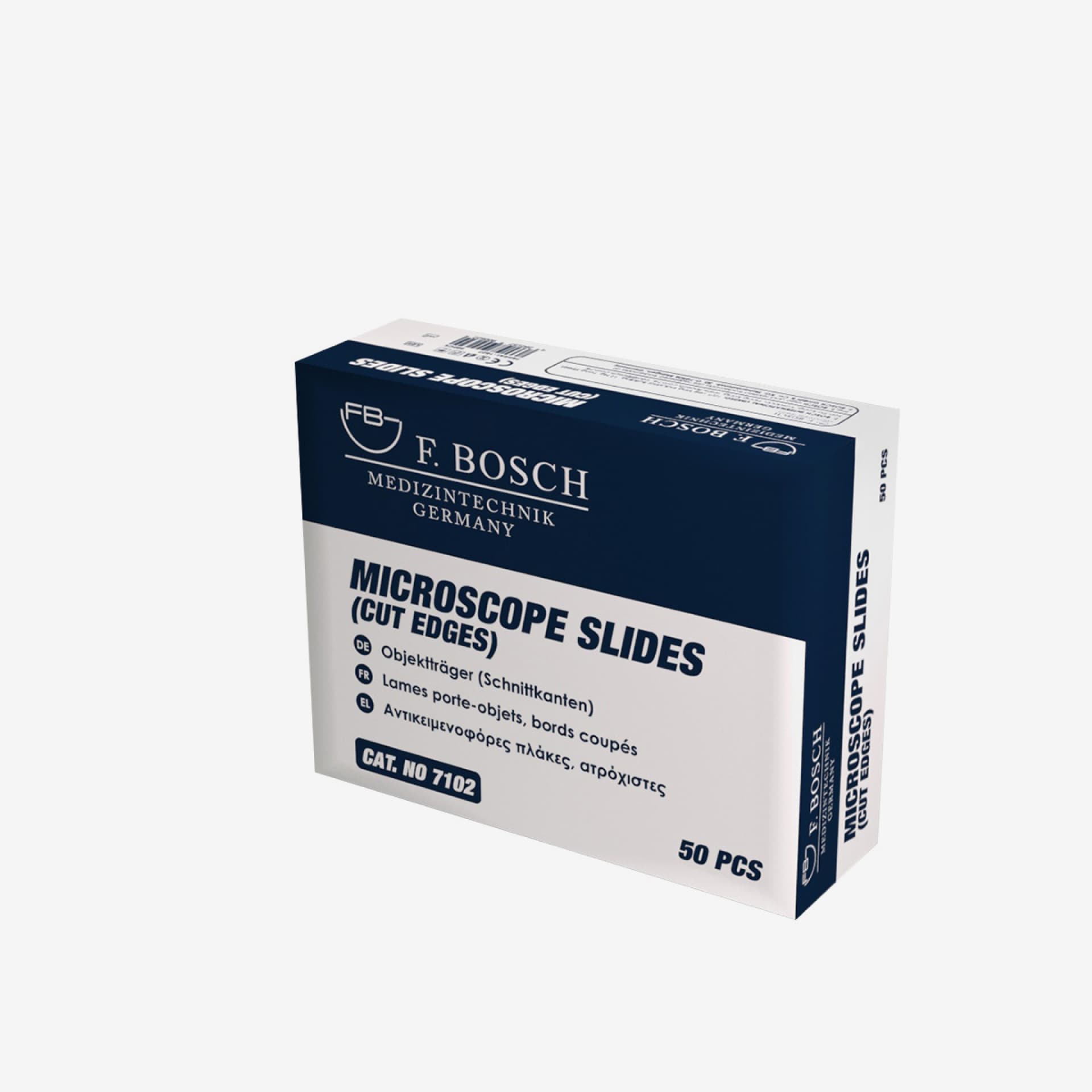 FBHEAL-1027: F. Bosch Microscope Slides (Cut Edges), Cat. No 7102