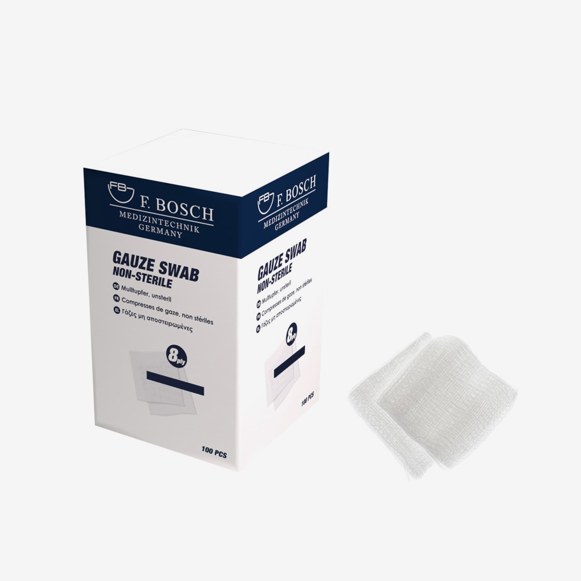 FBHEAL-1030: F. Bosch Gauze Swab non-sterile, 5cmx5cm-8ply