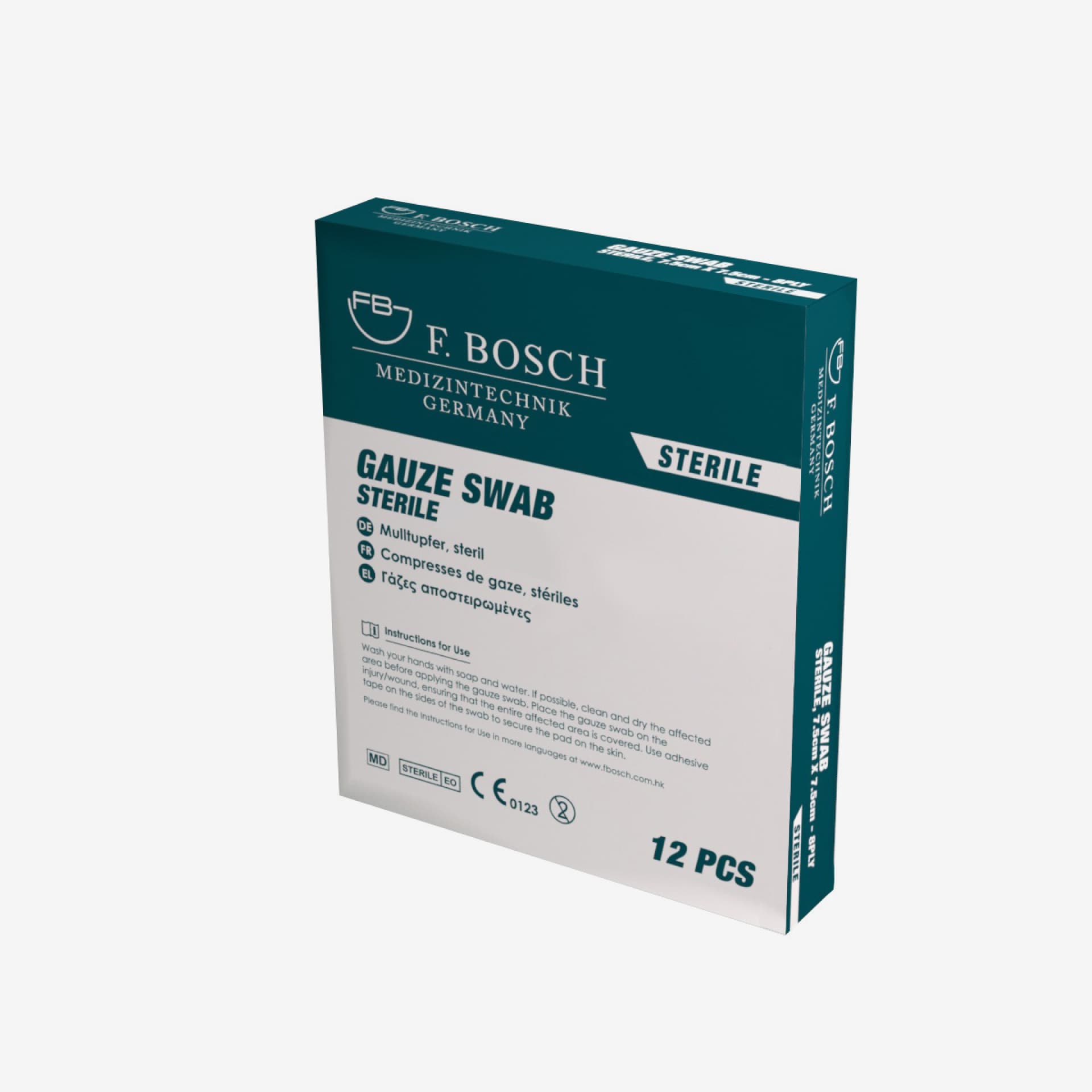 FBHEAL-1034: F. Bosch Gauze Swab Sterile, 5cmx5cm-8ply