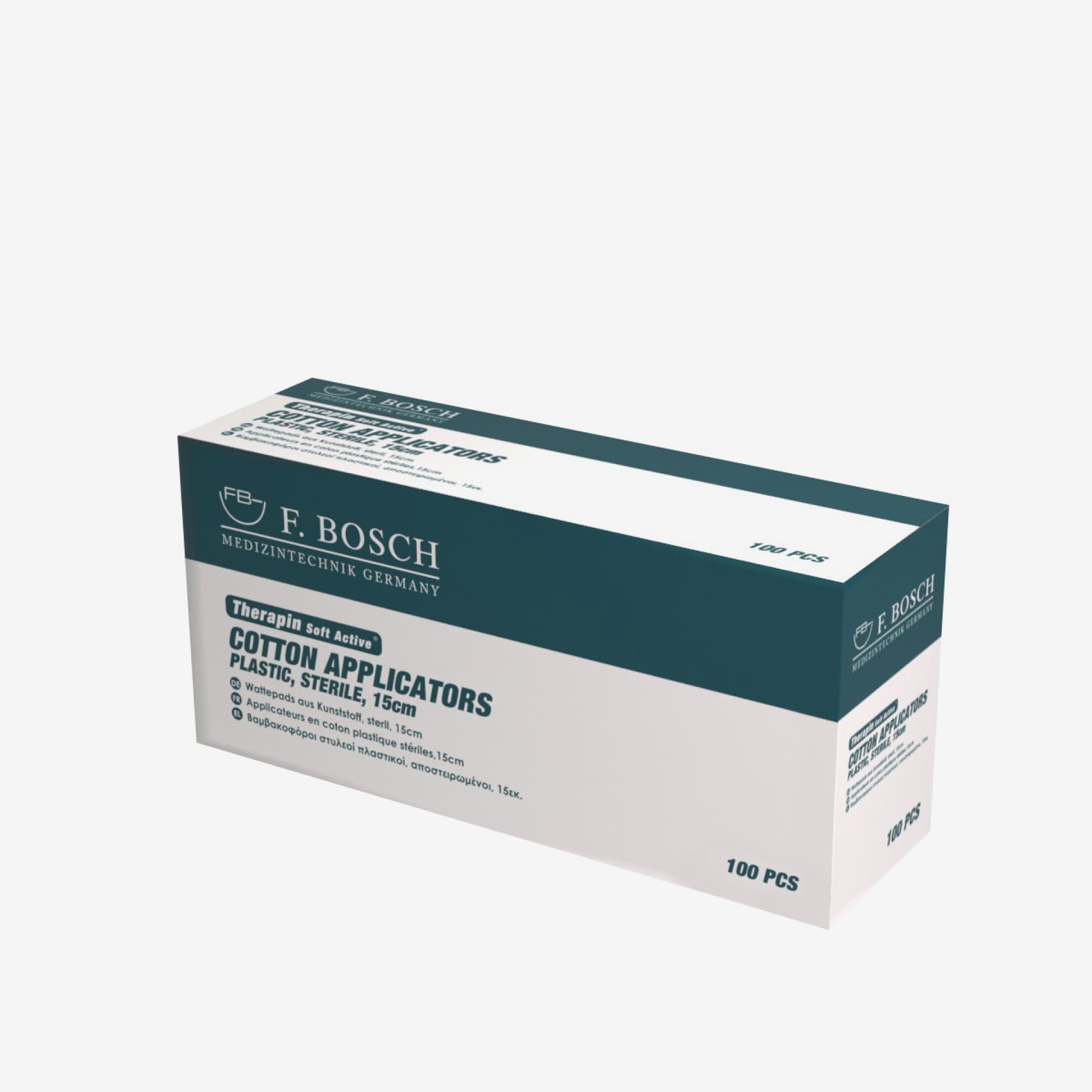 FBHEAL-1054: F. Bosch Therapin Soft Active® Cotton Applicators, wooden, sterile, 15cm