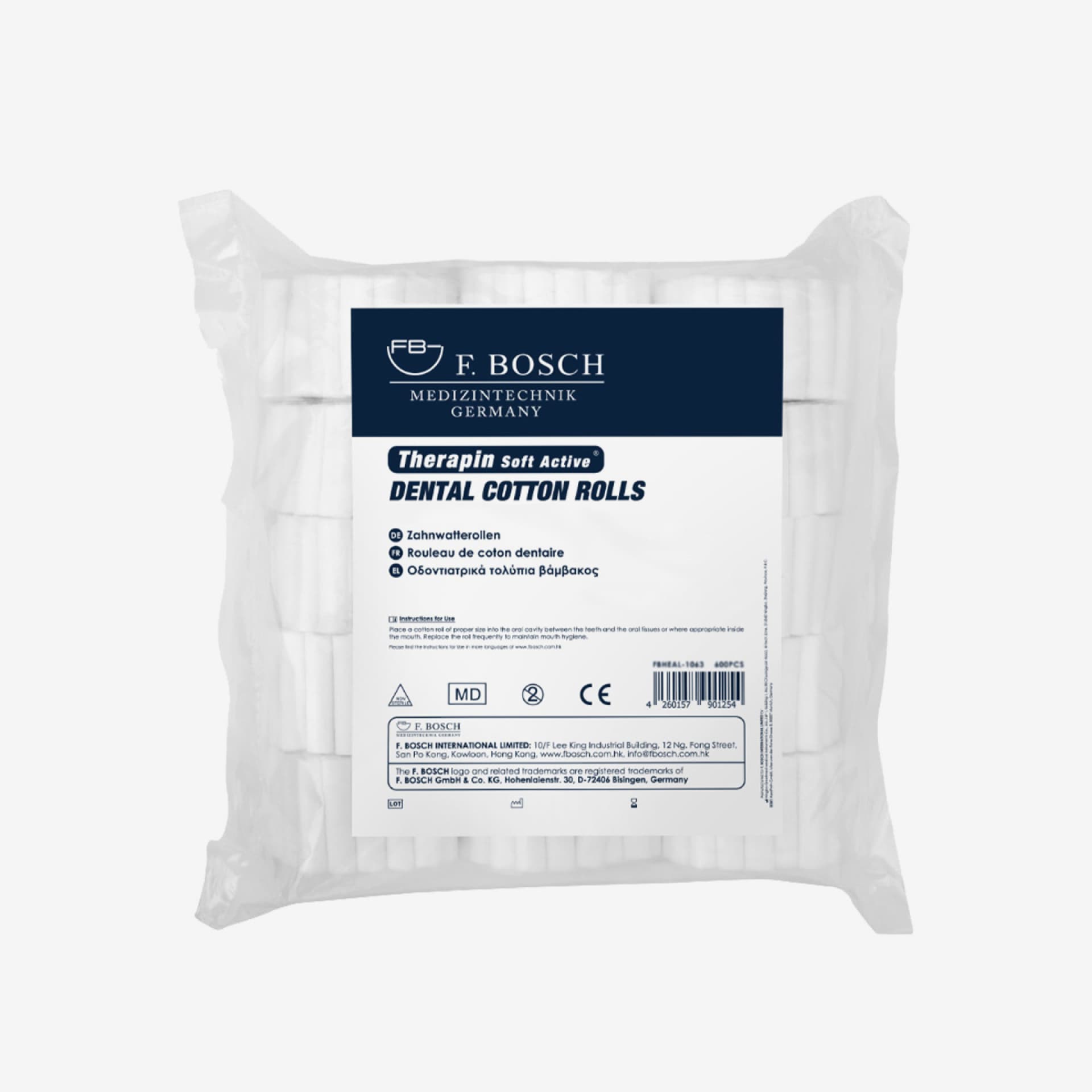FBHEAL-1062: F. Bosch Therapin Soft Active® Dental Cotton Rolls, 8mm x 38mm