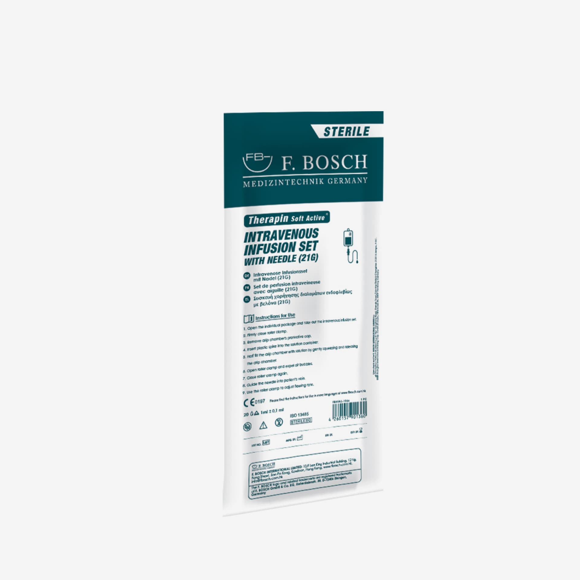 FBHEAL-1065: F. Bosch Therapin Soft Active® Intravenous Infusion Set, with Flow Regulator (200pcs/ctn)