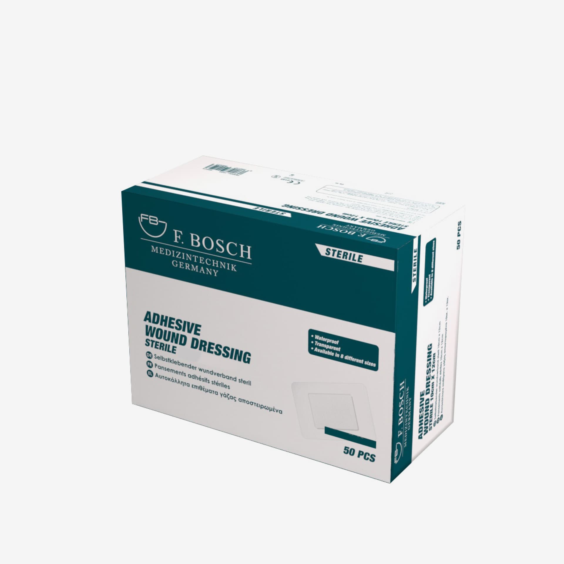 FBHEAL-1019: F. Bosch Adhesive Wound Dressing, Sterile, 5cm x 7.5cm