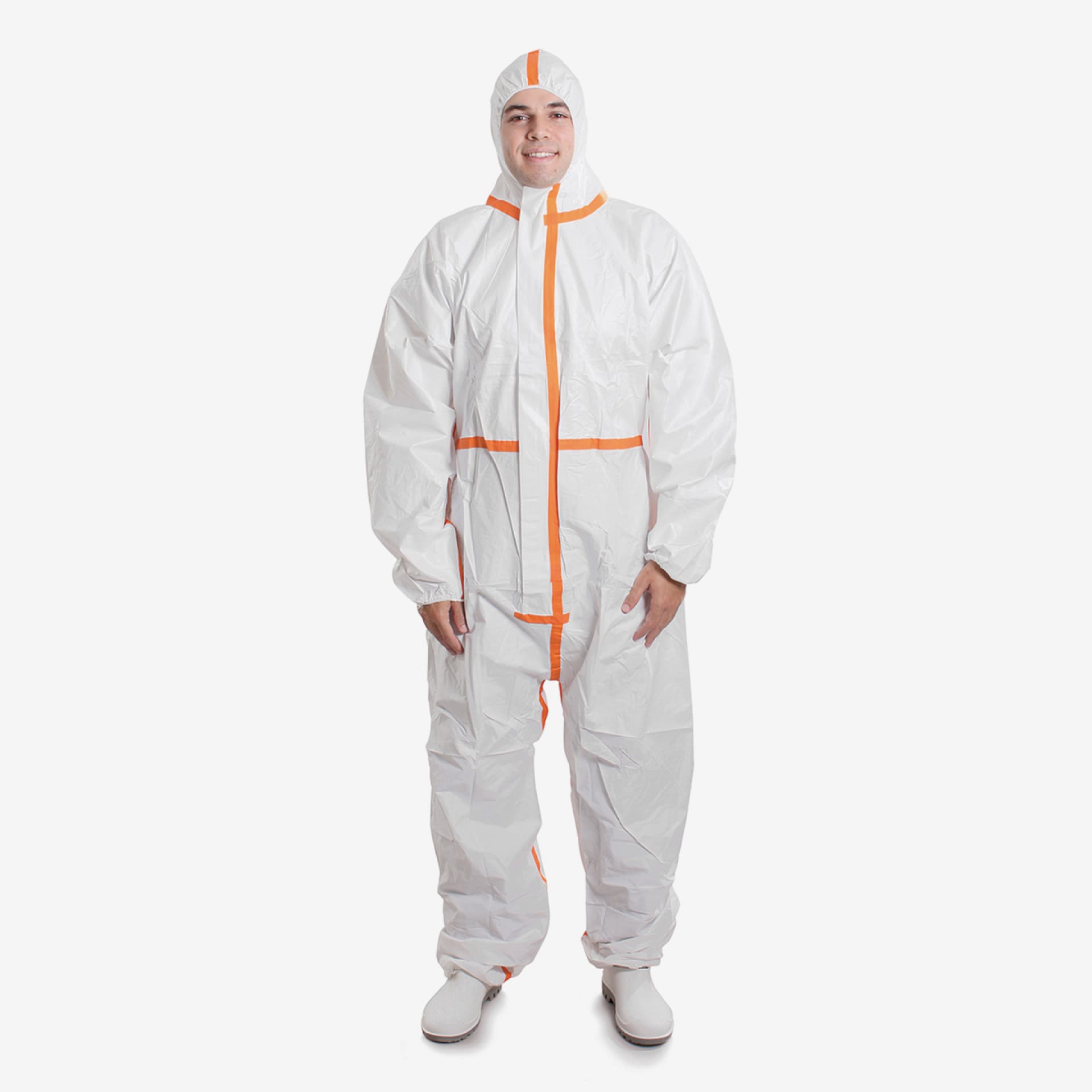 PRCL-1032: F. Bosch Coverall, Full Body, Type 4+5+6, With Tape, White, XL Size