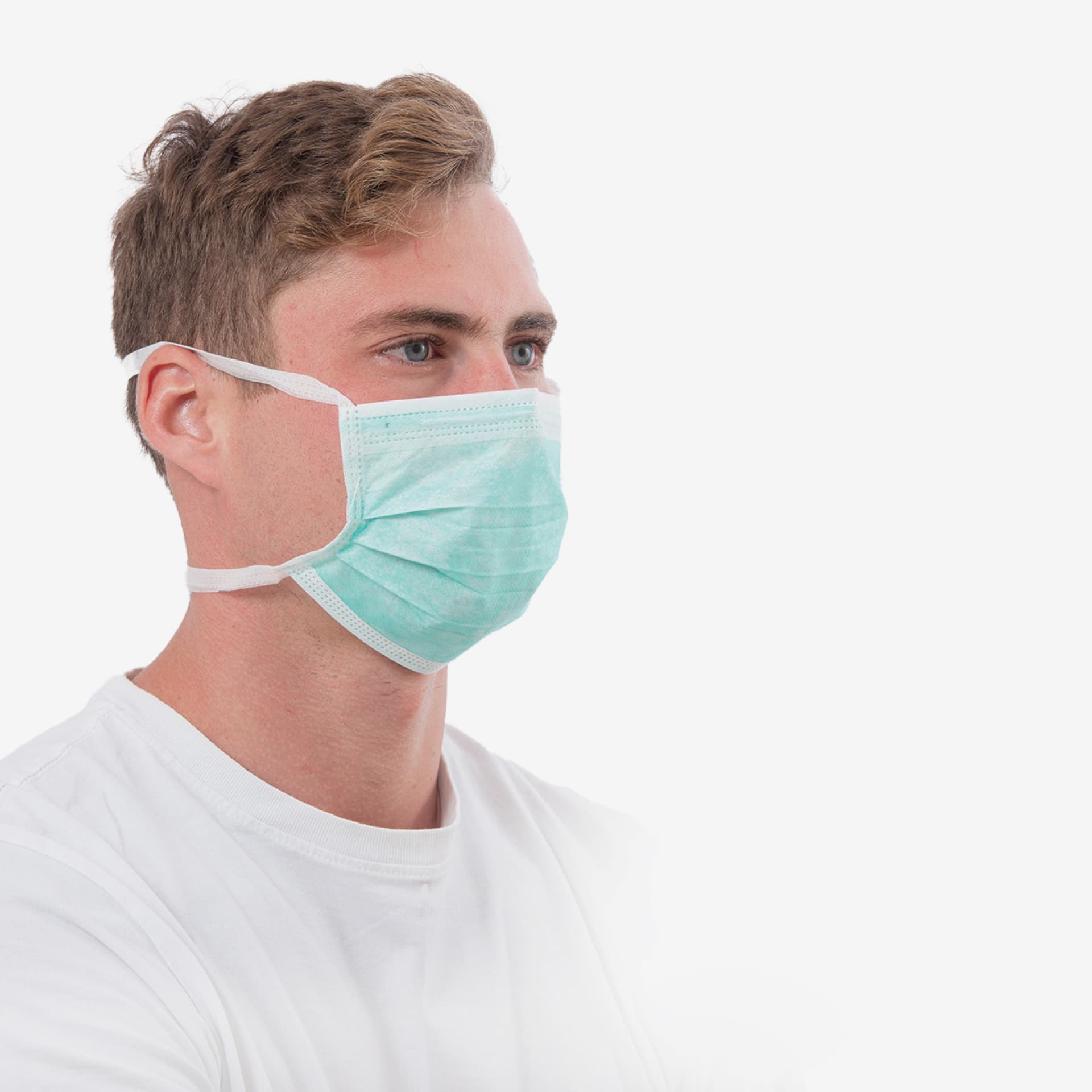 PRCL-1073: F. Bosch Non‐Woven 3ply Facemask With Ties, Green