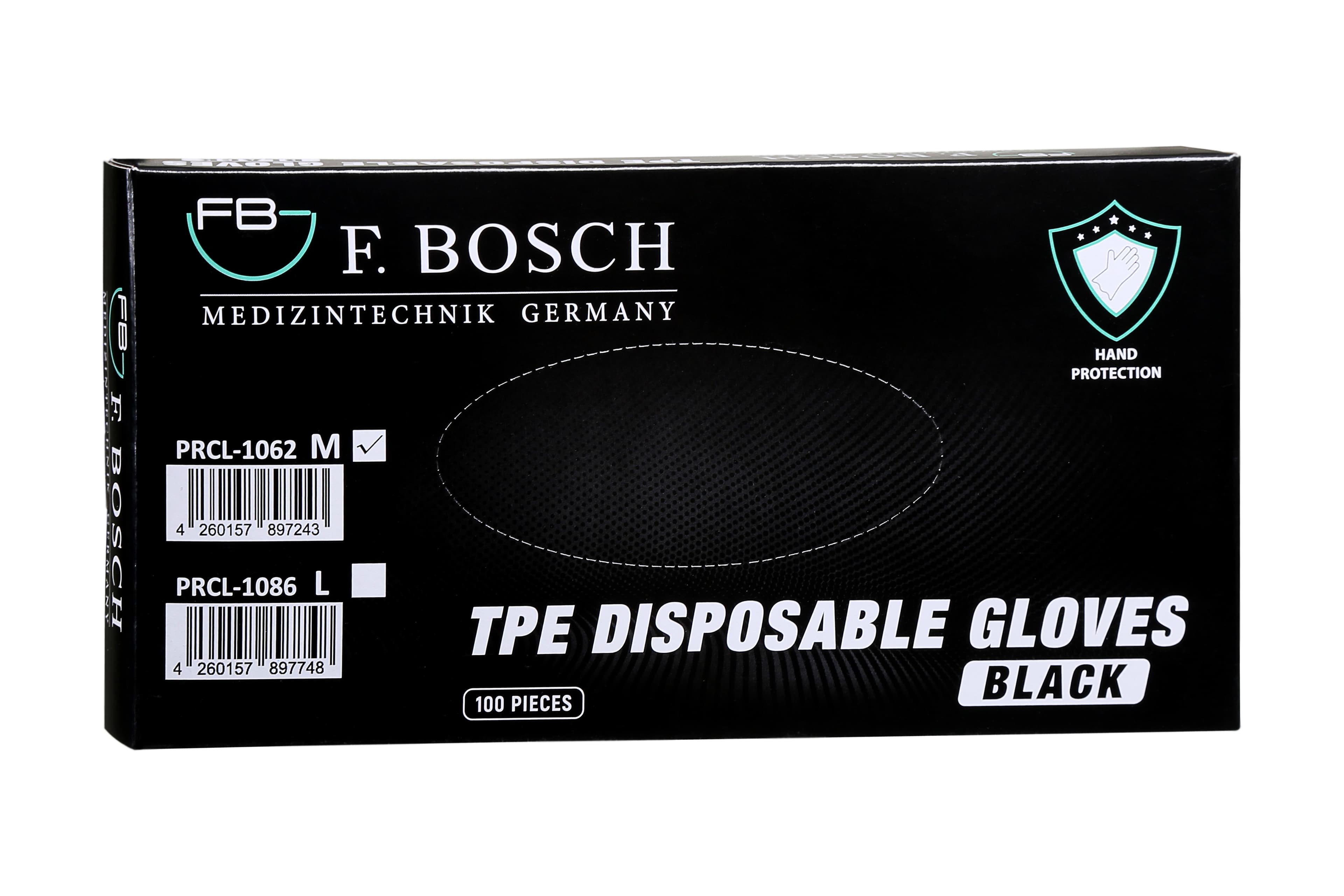 PRCL-1101: F. Bosch TPE Disposable Gloves, Black, Small