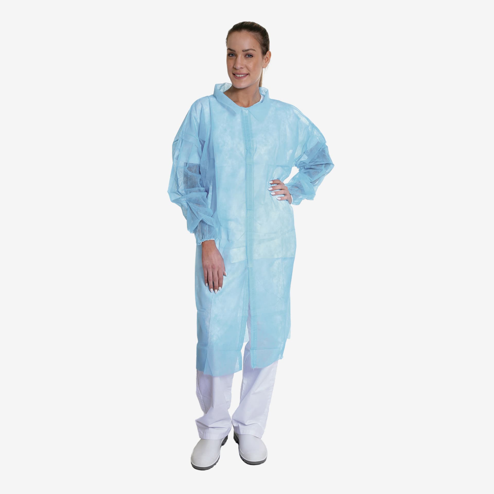 PRCL-1042: F. Bosch CPE Gown with thumbhole, Blue, 140x100cm, 50g