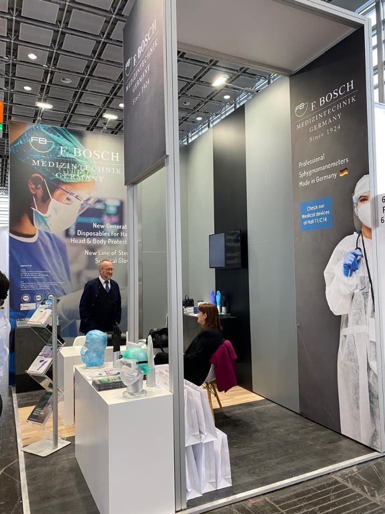 F. Bosch Medizintechnik Germany, since 1924, sphygmomanometer display at Medica