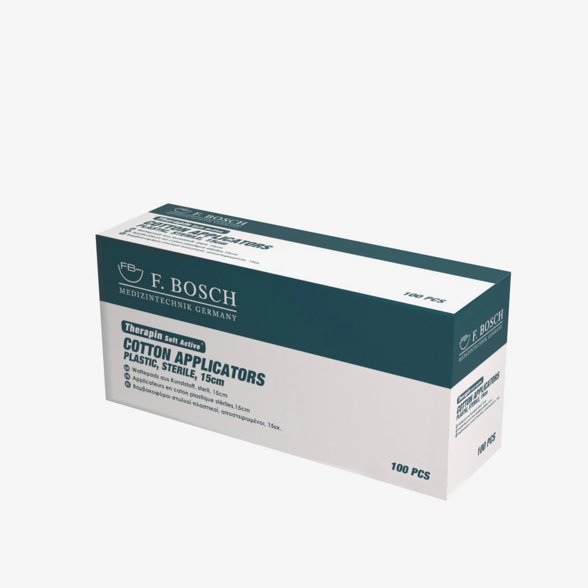 FBHEAL-1015: F. Bosch Therapin Soft Active® Cotton Applicators, plastic, sterile, 15cm